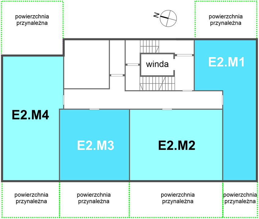 Nowe Centrum Września rozmieszczenie mieszkań w budynku E2 na parterze, ul. Daszyńskiego, osiedle Tonsil