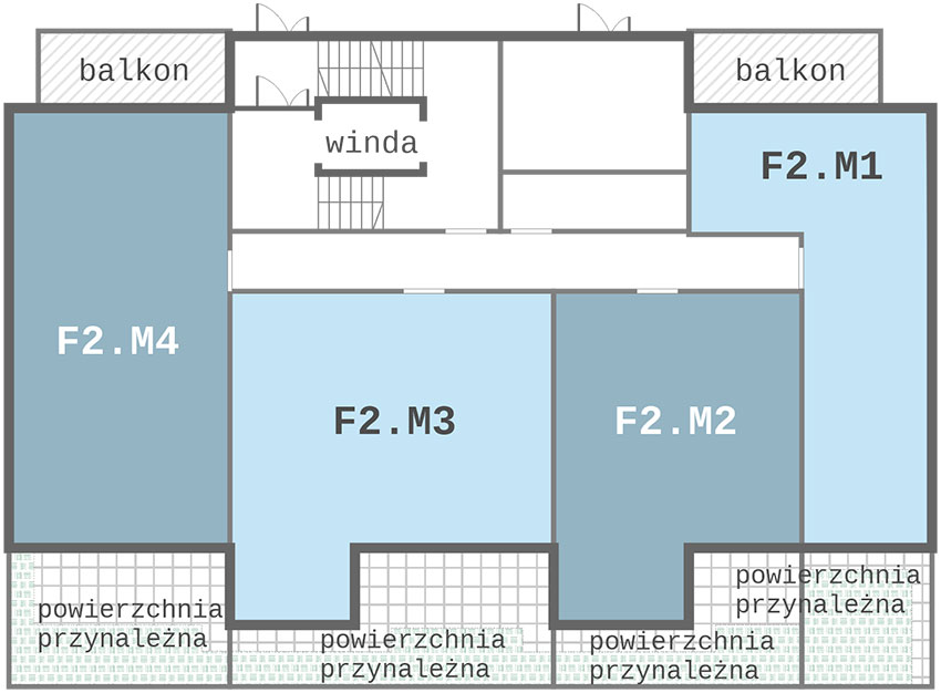 Nowe Centrum Września rozmieszczenie mieszkań w budynku F2 na parterze, ul. Daszyńskiego, osiedle Tonsil