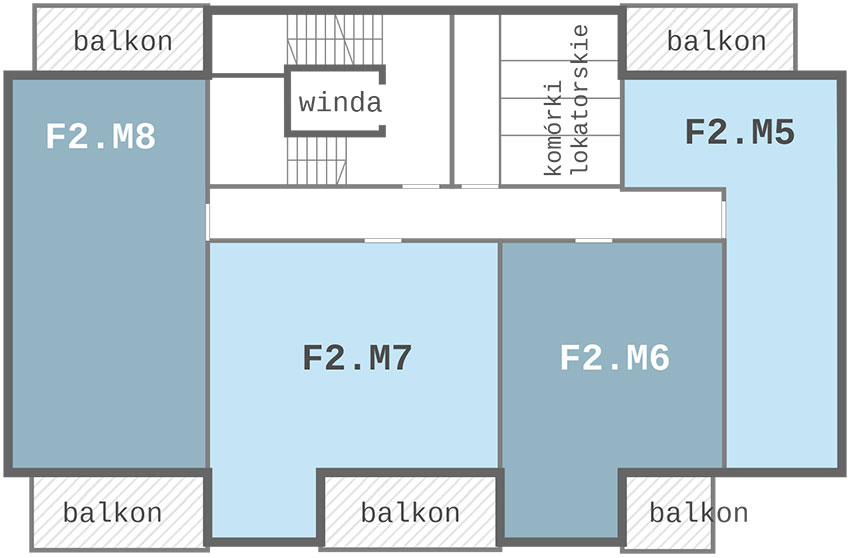 Nowe Centrum Września rozmieszczenie mieszkań w budynku F2 na 1 piętrze, ul. Daszyńskiego, osiedle Tonsil