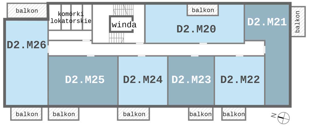 Rozmieszczenie mieszkań Dmowskiego D2 - na 3 piętrze