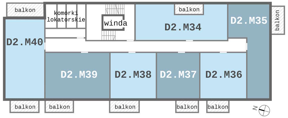 Rozmieszczenie mieszkań Dmowskiego D2 - na 5 piętrze