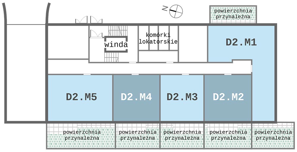 Rozmieszczenie mieszkań Dmowskiego D2 - na parterze