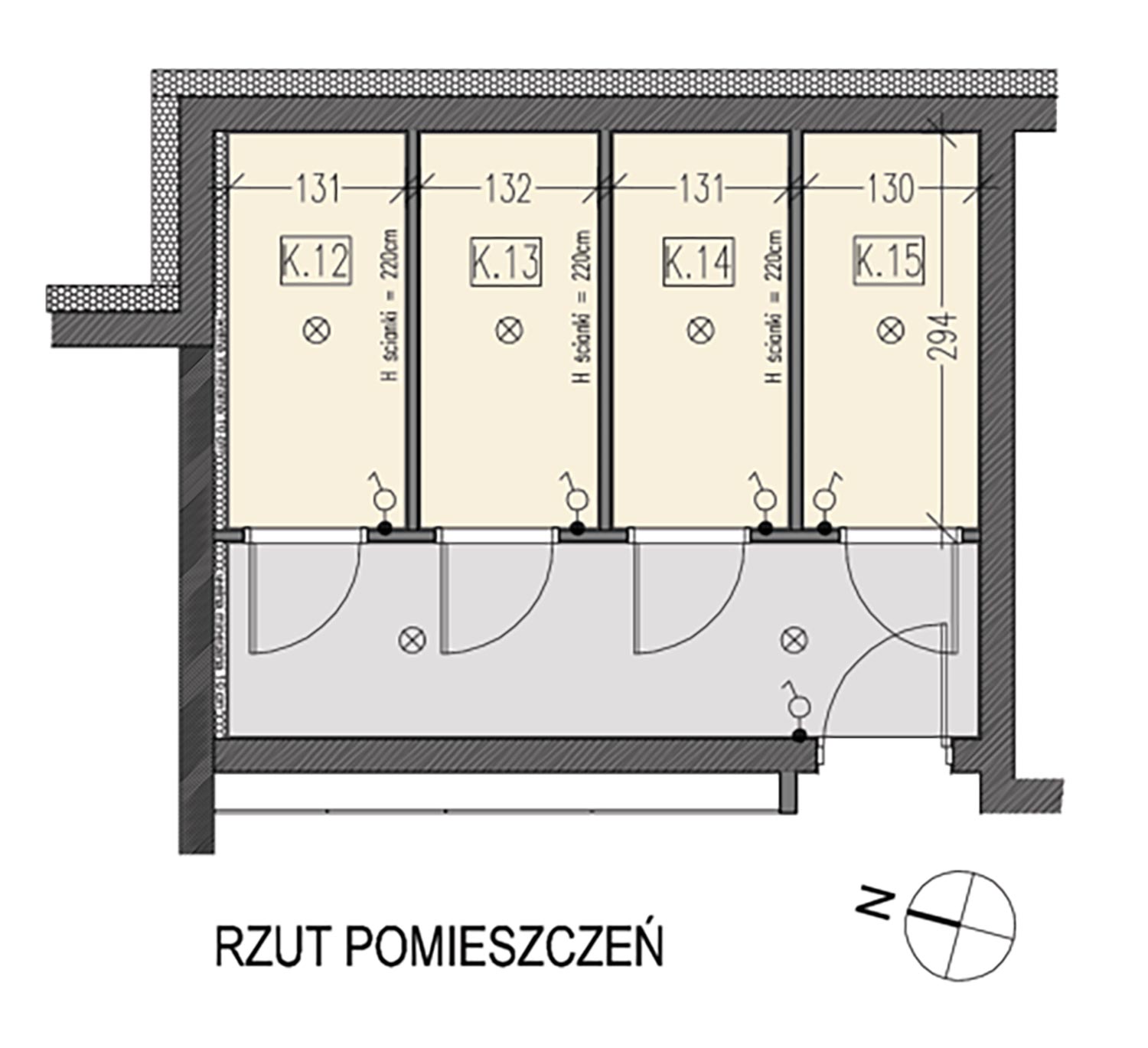 Rozmieszczenie kmórek lokatorskich Dmowskiego D2 - na 1 piętrze